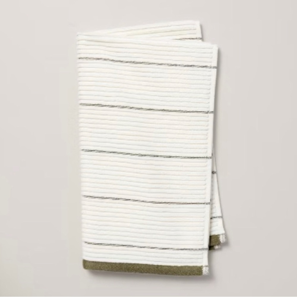 Hearth & Hand with Magnolia Ribbed Terry Hand Towel Cream and Green